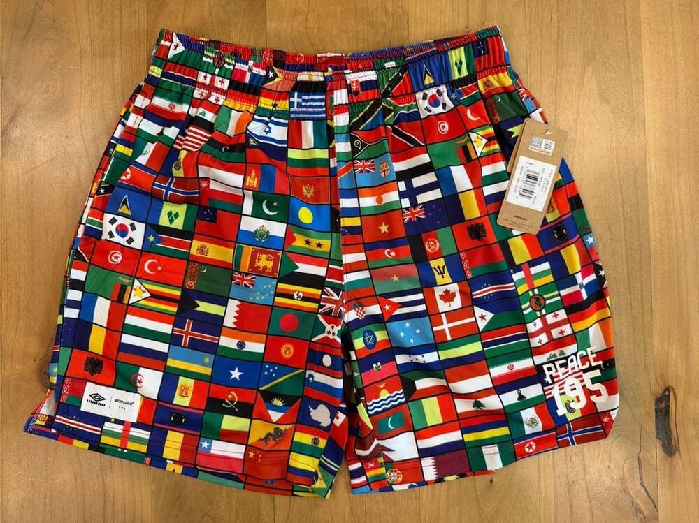 Umbro X Akomplice World Flags Peace 195 Shorts Medium NWT
